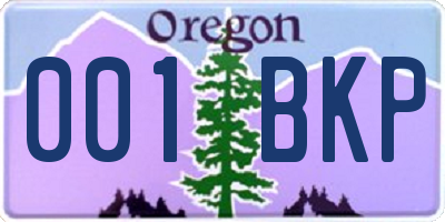 OR license plate 001BKP