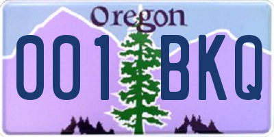 OR license plate 001BKQ