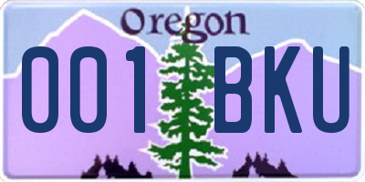 OR license plate 001BKU