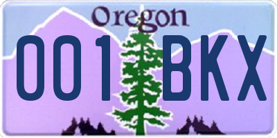 OR license plate 001BKX