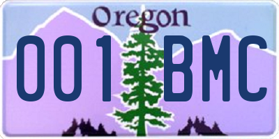 OR license plate 001BMC