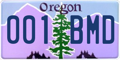 OR license plate 001BMD