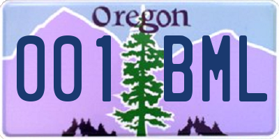 OR license plate 001BML