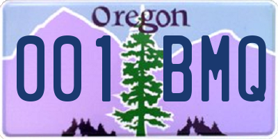 OR license plate 001BMQ