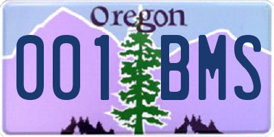 OR license plate 001BMS