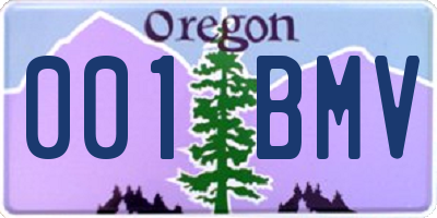 OR license plate 001BMV
