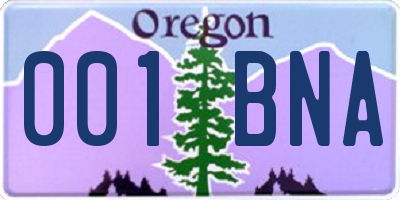 OR license plate 001BNA