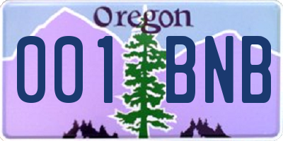 OR license plate 001BNB