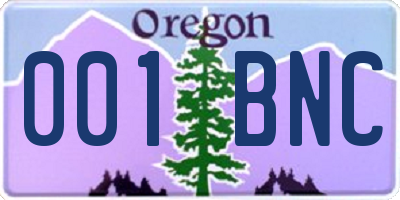 OR license plate 001BNC