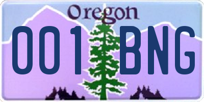 OR license plate 001BNG