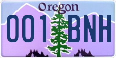 OR license plate 001BNH