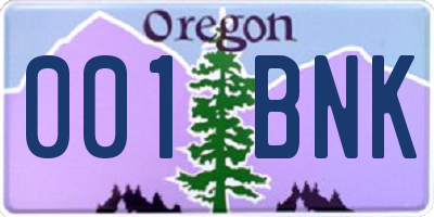 OR license plate 001BNK