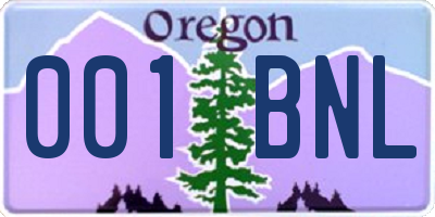 OR license plate 001BNL