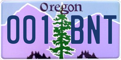 OR license plate 001BNT