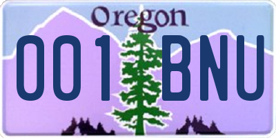 OR license plate 001BNU