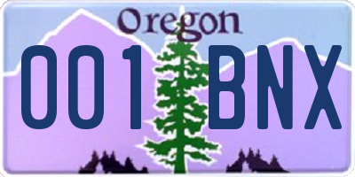 OR license plate 001BNX