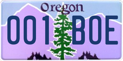 OR license plate 001BOE