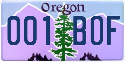 OR license plate 001BOF