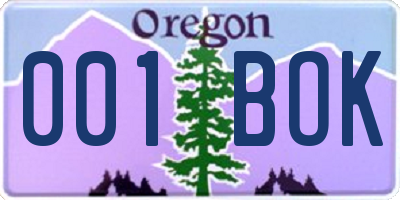 OR license plate 001BOK