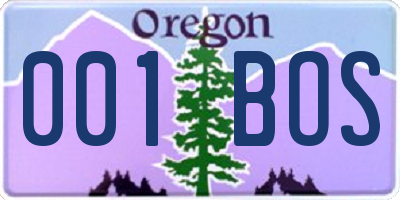 OR license plate 001BOS