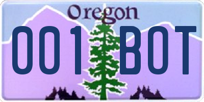 OR license plate 001BOT