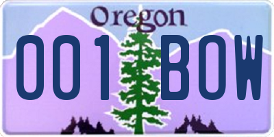 OR license plate 001BOW