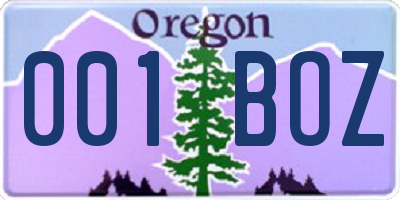 OR license plate 001BOZ