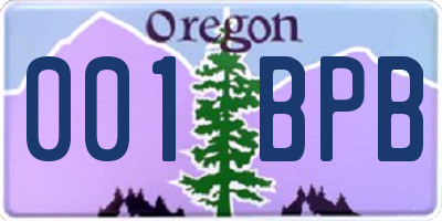 OR license plate 001BPB