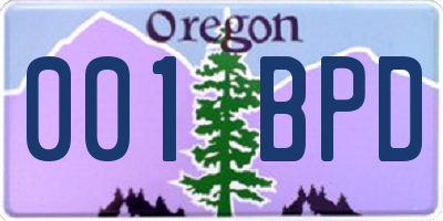 OR license plate 001BPD