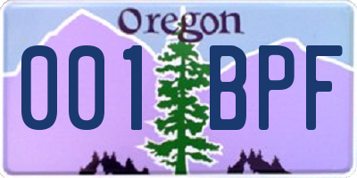 OR license plate 001BPF
