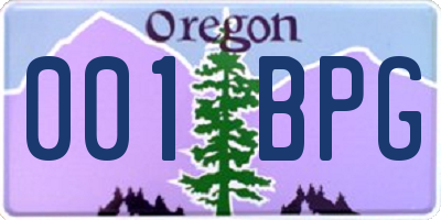 OR license plate 001BPG