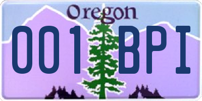 OR license plate 001BPI