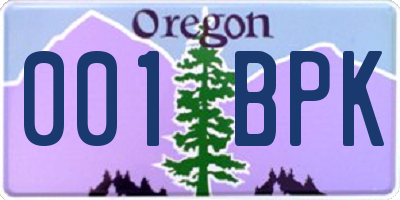 OR license plate 001BPK