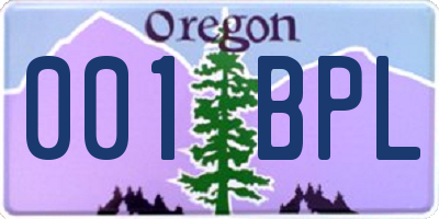 OR license plate 001BPL