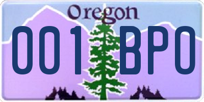 OR license plate 001BPO