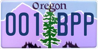 OR license plate 001BPP