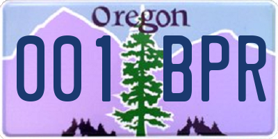 OR license plate 001BPR