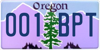 OR license plate 001BPT