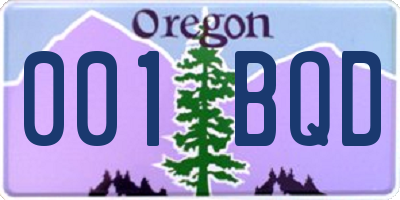 OR license plate 001BQD