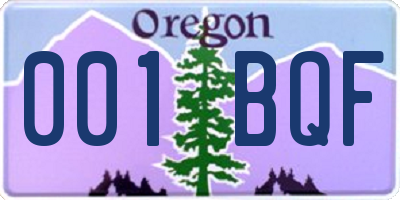 OR license plate 001BQF