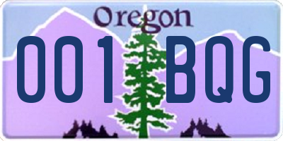 OR license plate 001BQG