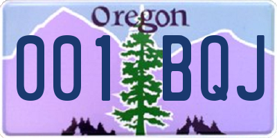 OR license plate 001BQJ