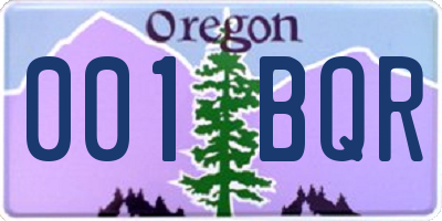 OR license plate 001BQR