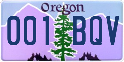 OR license plate 001BQV