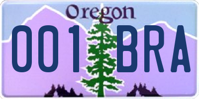 OR license plate 001BRA