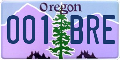 OR license plate 001BRE