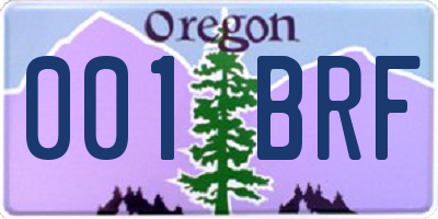 OR license plate 001BRF