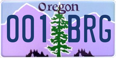 OR license plate 001BRG