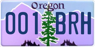 OR license plate 001BRH