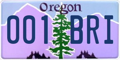 OR license plate 001BRI